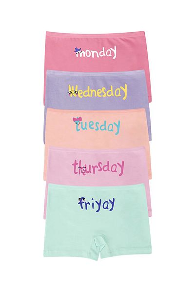 LC Waikiki Girl's Cotton Elastane Boxers 5 Pack