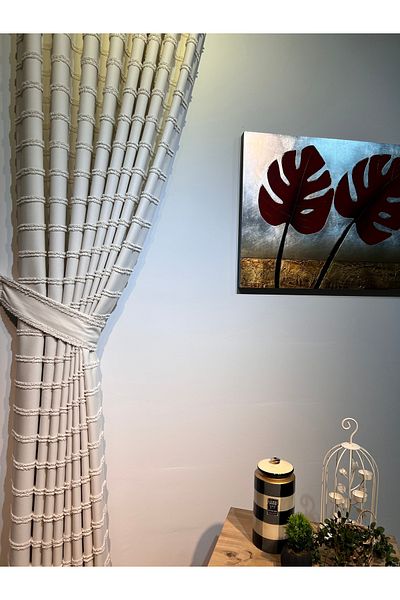artdoppio Natural Vintage Tassel Detail 1/3 Close Pleat Single Wing Background Curtain
