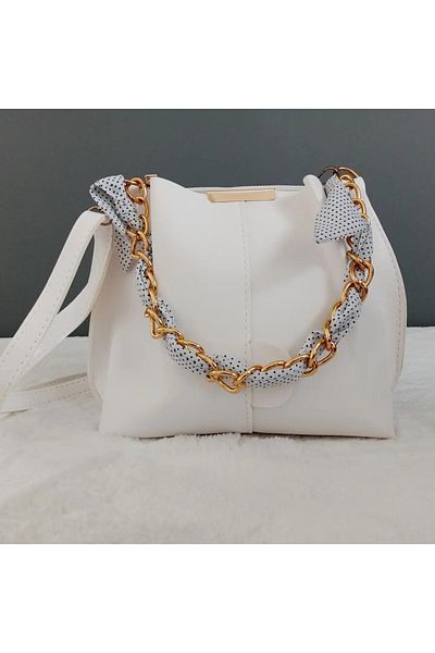 ÇANTA Women's Shoulder Bag with Scarf Chain Strap