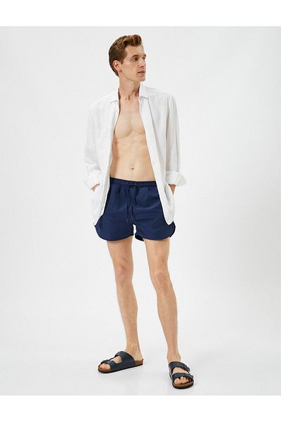 Koton Badeanzug-Shorts, kurze Taille, Schnürtasche