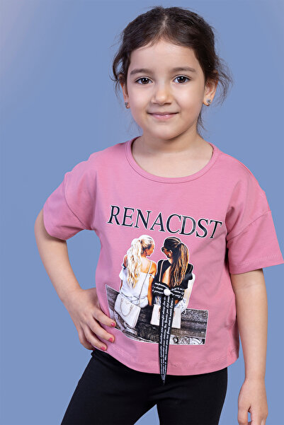 Toontoy Tricou digital pentru fete cu imprimeu - Tricou cu detaliu pe spate