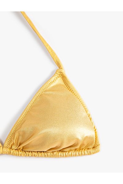 Koton Glitter Metallic Bikini Top Halter Neck