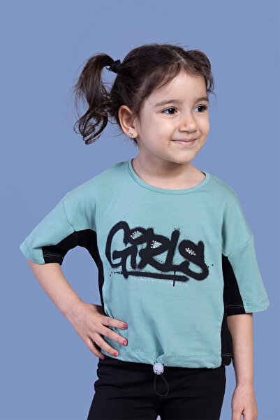 Toontoy Fată - Tricou cu imprimeu cu detaliu Garni