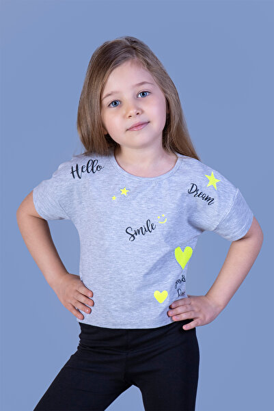 Toontoy Tricou crop pentru fete Neon cu imprimeu
