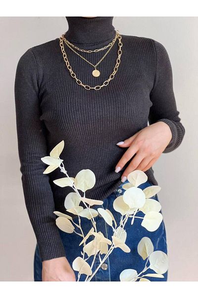 Bubble Women's Knitwear Turtleneck Sweater Seasonal Savior Cotton Slimfit