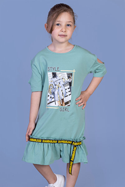 Toontoy Φόρεμα για κορίτσια Digital με τύπωμα και Gathered ριγέ