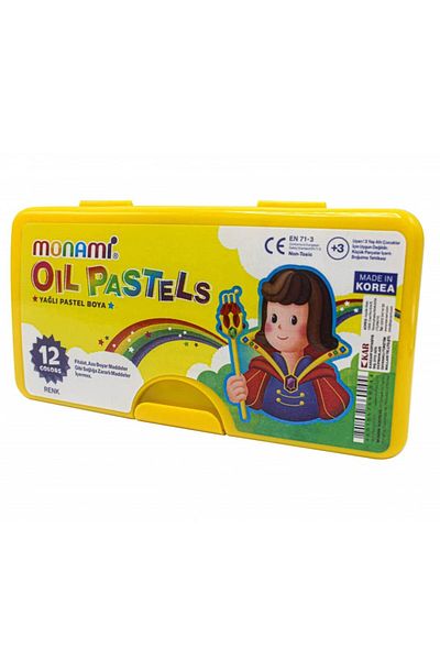 Monami 12 Colored Oil Pastel Paints - Plastic Box