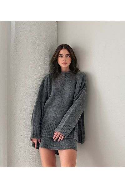 İLKCET MODA Oversize Basic Long Women's Sweater