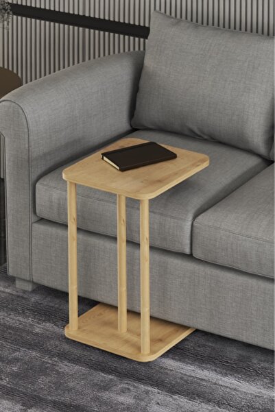 DESENGO Tekerlekli C Sehpa,koltuk Sephası,yan Sehpa,servis Sehpası,zigon Sehpa Safir Meşe Renk