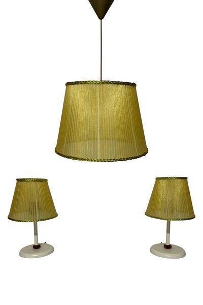 Göksu Lighting Tulle Model Set Pendant Lamp Chandelier Night and Table Lamp