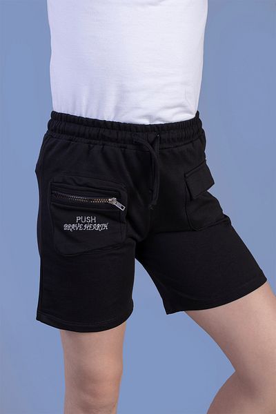 Toontoy Girl's Pocket Zipper Closure Embroidered Shorts