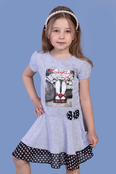 Toontoy Φόρεμα για κορίτσια πουά - Λεπτομέρεια από τούλι και ψηφιακό με τύπωμα