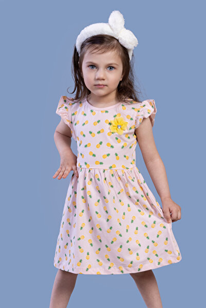 Toontoy فستان بناتي - فستان زهري بطبعة أناناس