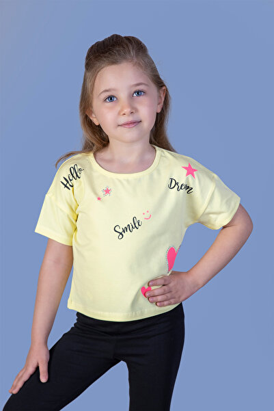 Toontoy Tricou crop pentru fete Neon cu imprimeu