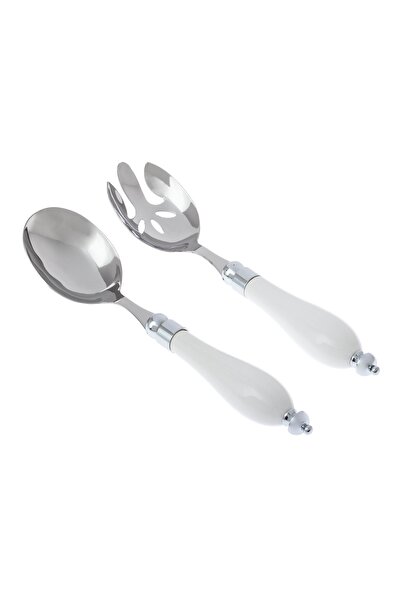 Dania Salad and dining service set of metal silver color, pineapple decor