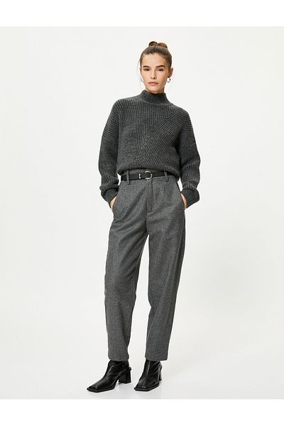 Koton Oversize Knitwear Sweater Turtleneck Low Shoulder