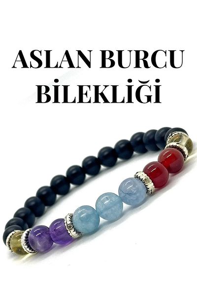 eHediyecim Natural Stone Bracelet for Zodiac Signs (Shark-Lion-Fish-Shark-Bull-Twin-Bull-Bucket-Shark-Shark-Bow-Crab)