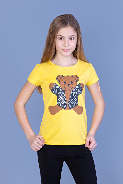Toontoy Tricou Ursuleț B cu imprimeu pentru fete