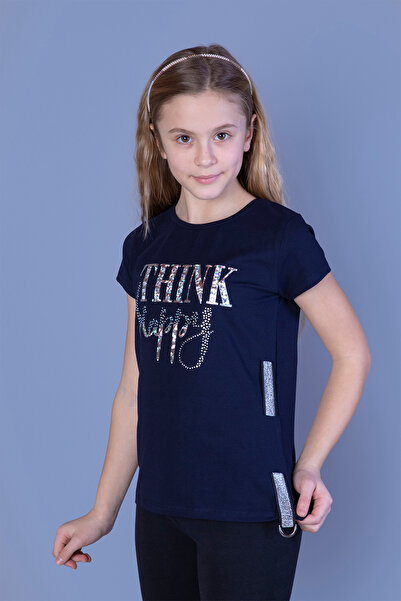 Toontoy Μπλουζάκι για κορίτσια με τύπωμα με κεντημένο με πέτρες πλαϊνό σχέδιο...