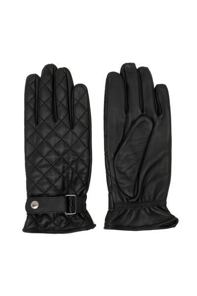 WAHSHE Siyah Erkek Kapitone Deri Eldiven