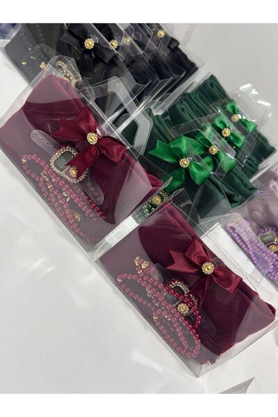 çeyizlik setim مجموعة مكونة من 10 أغطية هدايا باللون الأحمر الداكن وخرز صلاة ...