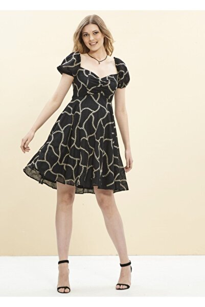 Desen Hamile Giyim Siyah Nakışlı Dantel Abiye Hamile Elbise