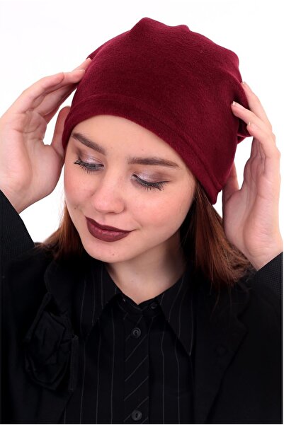 lovebox Women's Burgundy Fleece Beanie Neck Collar with Two Different Shapes