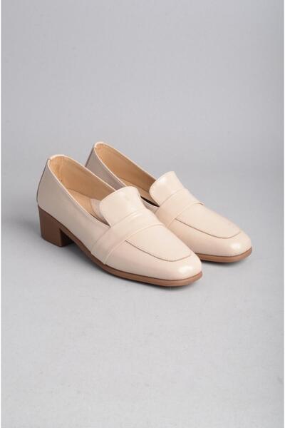 SEÇ KUNDURA Pantofi de dama cu toc din piele naturala - piele lacuita bej, in...