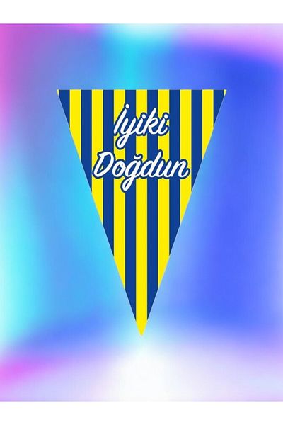 VibeHome Team Themed Pennant in Yellow Navy - for Birthday Party and Fun Events