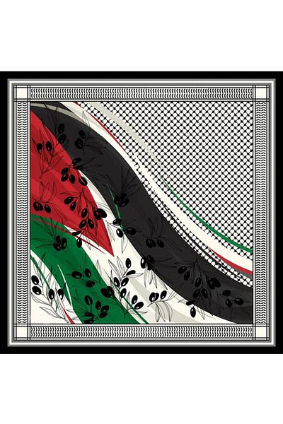 amirat Palestine Themed Olive Dali Scarf 50X50 Non-Slip Vibrant Colors