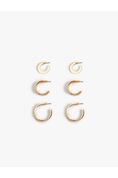 Koton Steel Twist 3-Piece Hoop Earrings Set