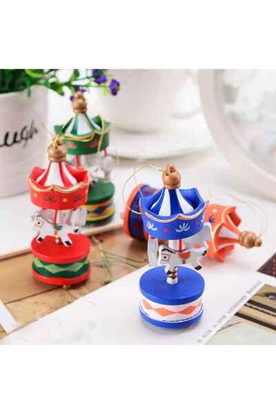 harrols Crăciun Fericit Carusel din lemn Ornamente pentru cai Mini Crăciun din lemn minunat Anul Nou