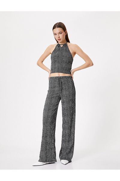 Koton Pantaloni cu picioare largi, talie standard, cu cravată