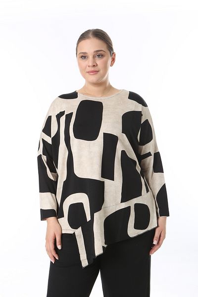 özle fashion Women's Plus Size Asymmetrical Cut Design Blouse