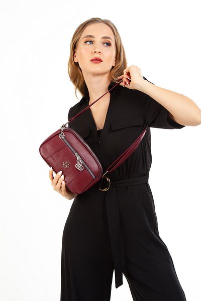 Adelina Bags Geantă de umăr pentru femei Daily Cross Strap, cu patru compartimente, roșu Claret
