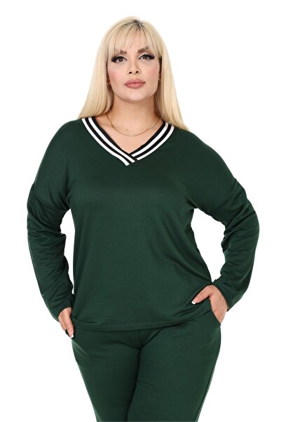 Hazinedan Γυναικείο Σετ αθλητικής φόρμας με λαιμόκοψη με λαιμόκοψη με λαιμόκοψη με λεπτομέρεια με μακρυμάνικο πέτο