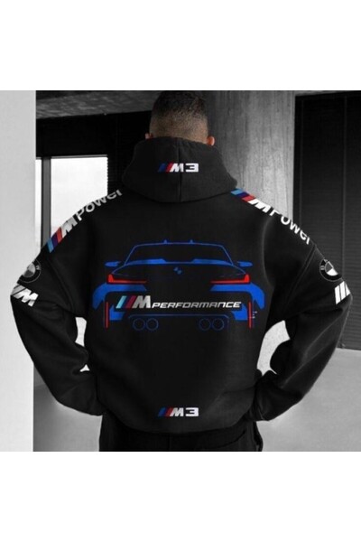 LUNAVISTA سويت شيرت مطبوع عليه سيارة بغطاء للرأس