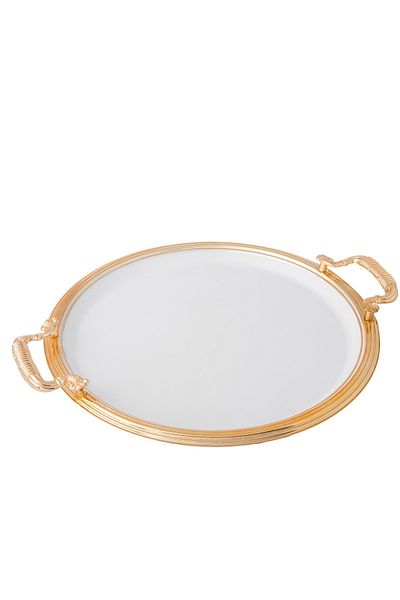 Dania 3-piece white gilded metal tray set in different sizes