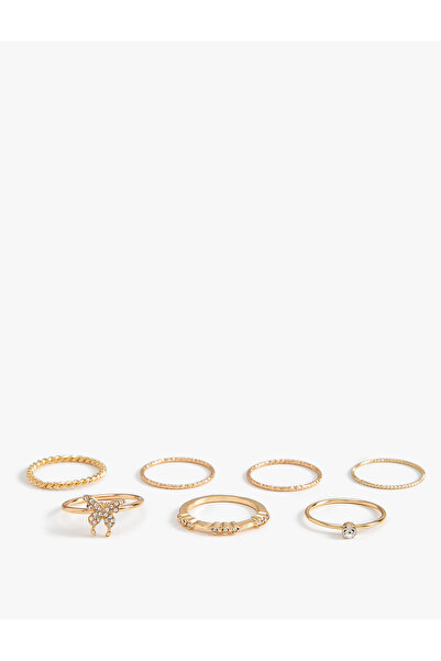 Koton Steel Stone Detailed Set of 7 Rings