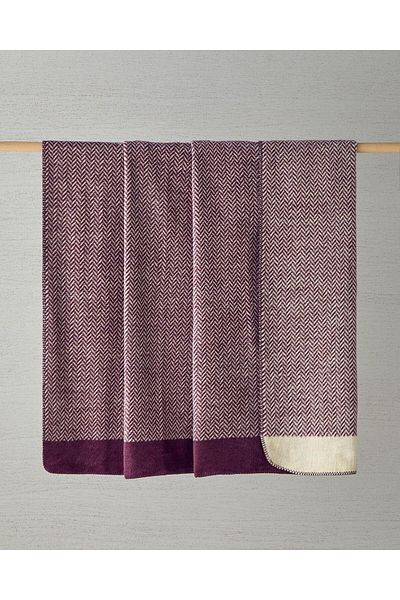 English Home Double Modern Chevron Blanket - Acrylic, 200X220 Cm, Plum