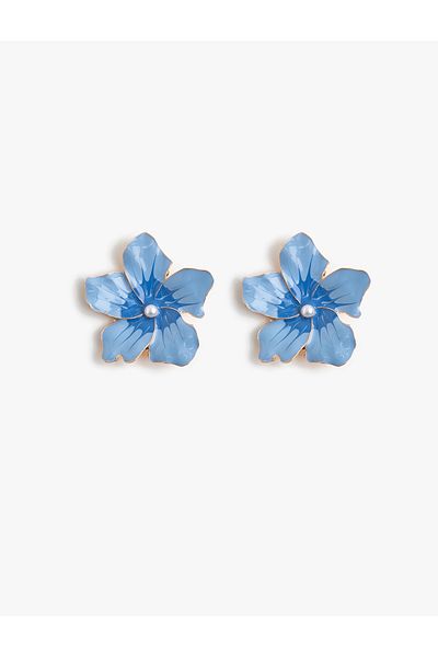 Koton Steel Alloy Pearl Detailed Flower Earrings