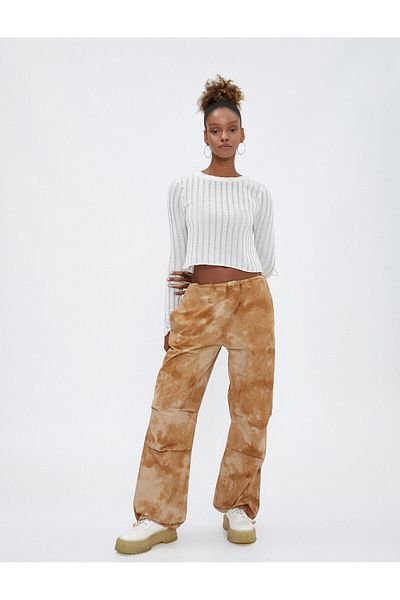 Koton Parachute Pants Oversize Tie-Dye Patterned Cotton Pocket