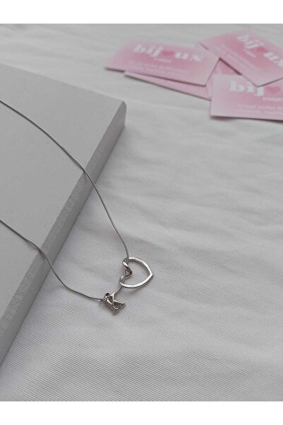 bijoux uniques Kalpli K Harfli Çelik Kolye