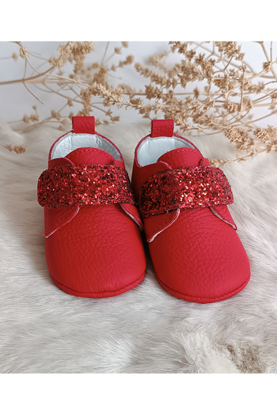 Hodore Juno Red Genuine Leather Baby Shoes