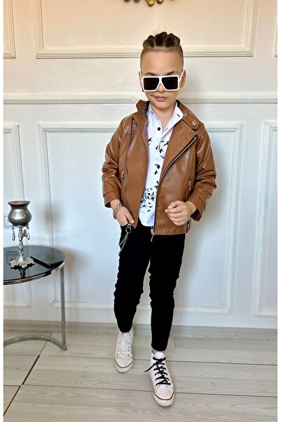 N.S.K NEWSTAR KİDS Festive Leather Jacket Boy's Set