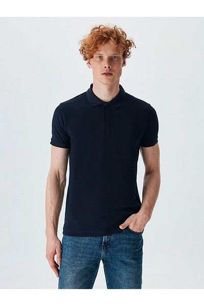 Ltb Polo Neck Navy Blue T-shirt