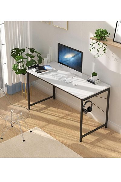 ALMUFARREJ Computer gaming desk table, black / White