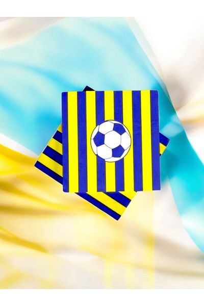 VibeHome 16 Pieces of Team Themed Napkins in Yellow Dark Blue Colors - Birthday Party and Fun Events