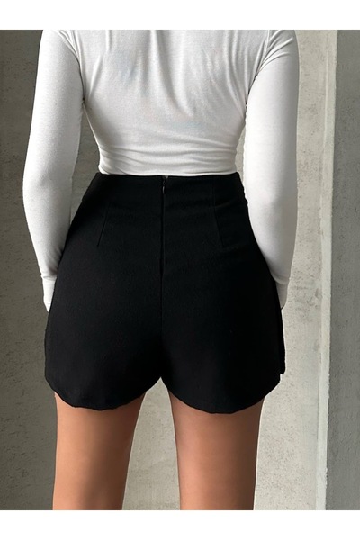 NOKCE Kaşe Şort Etek Düğme Detaylı