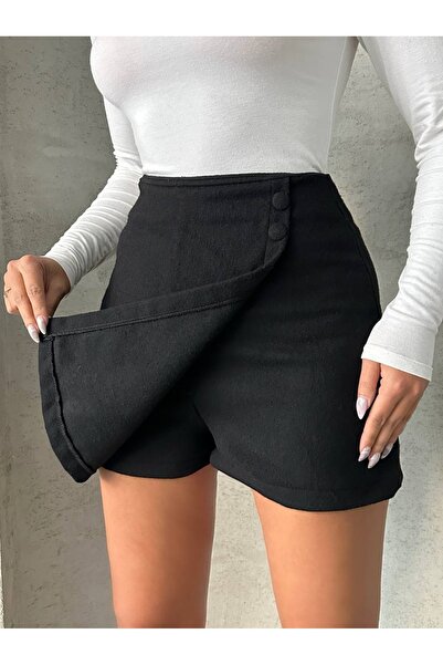 NOKCE Kaşe Şort Etek Düğme Detaylı